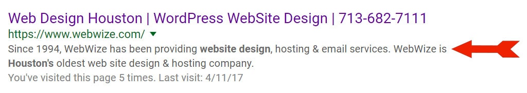 Google Search Listing Description